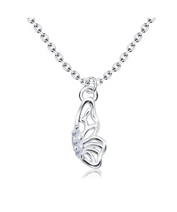 Butterfly Wings Shaped Silver Necklace SPE-5482